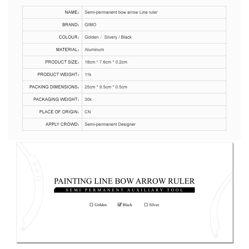 „Microblading“ kartografavimo makiažo matavimo įrankis Antakių padėties nustatymas siūlų dažymo įdėklai pusiau nuolatinė linijos liniuotė