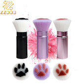 ZZDOG 1 buc perie de machiaj retractabilă de înaltă calitate, pudră de față, fard de obraz, perie cosmetică, instrumente de frumusețe drăguță, păr natural moale