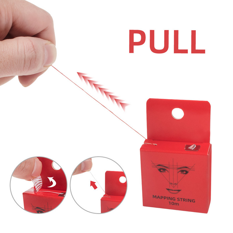 10 metrų Microblading kartografavimo rašalo virvelė makiažui Antakių dažymui lino siūlai Pusiau nuolatinės padėties nustatymo matavimo įrankiai