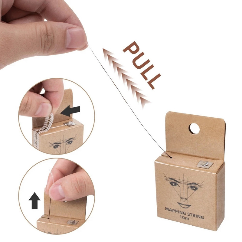 10M Brown Mapping Pre-ink String For microblading Eyebow Makeup Dyeing Thread Semi Permanent Positioning Инструмент за измерване на вежди
