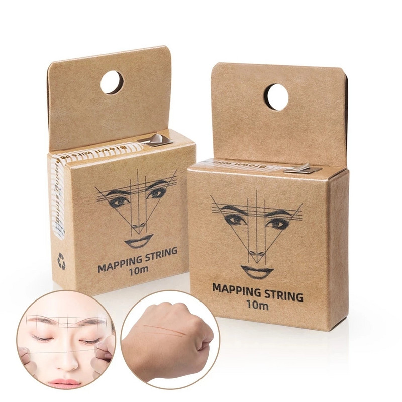 10M Brown Mapping Pre-ink String For microblading Eyebow Makeup Dyeing Thread Semi Permanent Positioning Инструмент за измерване на вежди