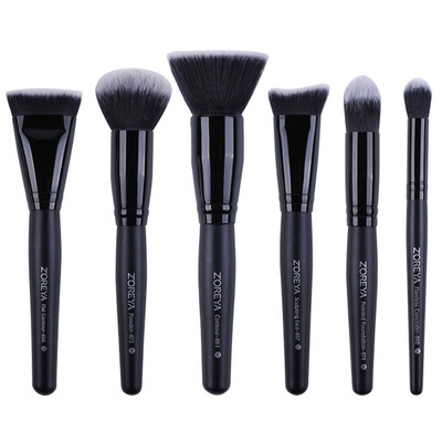 ZOREYA 7 buc. Set pensule de machiaj negre, pudră pentru gene profesionale pentru sprâncene, pensule sintetice pentru fond de ten, cosmetice, frumusețe