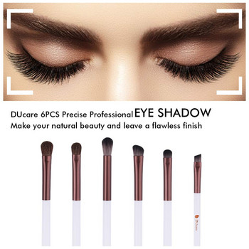 Πινέλα για σκιές ματιών DUcare 6 τμχ με φορητή πλαστική θήκη Μακιγιάζ Σετ βουρτσών ματιών βλεφαρίδων φρυδιών Blending Cosmetics Brushes