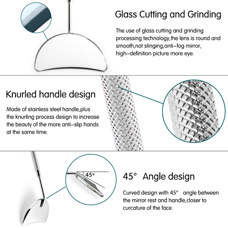 Oglindă pentru gene Oglindă multifuncțională pentru verificarea genelor false Machiaj de frumusețe mare Materiale pentru extensie de gene din oțel inoxidabil