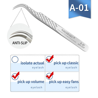 NAGARAKU blakstienų priauginimo pincetai makiažo nerūdijančio plieno 3D blakstienų klipas