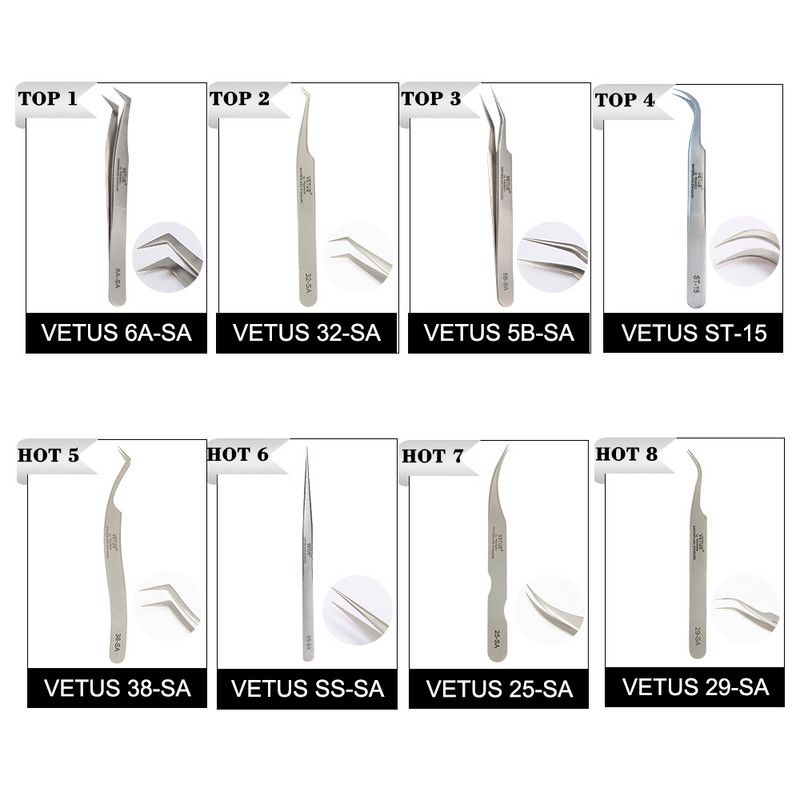 Makiažo profesionalus blakstienų pincetas 3D Volume blakstienų priauginimas pincetas Fan Lash antakių pincetas VETUS puikus uždarymas