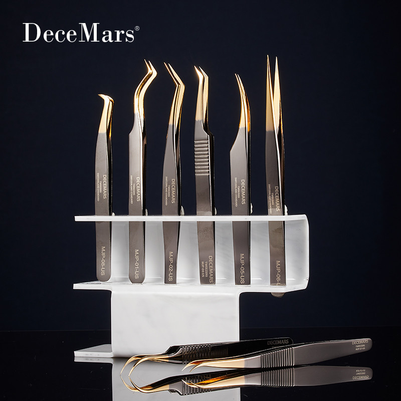 DeceMars blakstienų priauginimo pincetai blakstienų meistrams