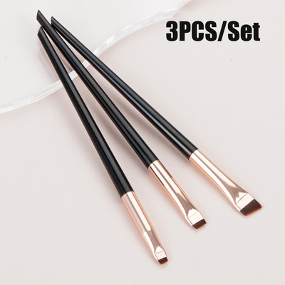 3 bucăți/set perie pentru sprâncene creion de ochi în unghi cu cap plat din fibre pentru contur pentru sprâncene perie fine pentru machiaj Instrumente profesionale de machiaj
