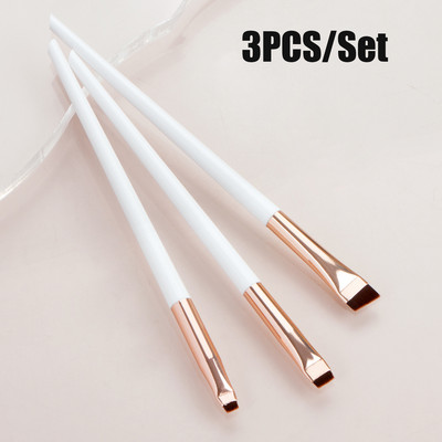 3 bucăți/set perie pentru sprâncene creion de ochi în unghi cu cap plat din fibre pentru contur pentru sprâncene perie fine pentru machiaj Instrumente profesionale de machiaj