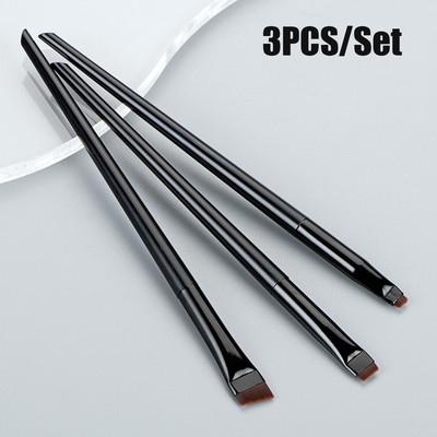 3 bucăți/set perie pentru sprâncene creion de ochi în unghi cu cap plat din fibre pentru contur pentru sprâncene perie fine pentru machiaj Instrumente profesionale de machiaj
