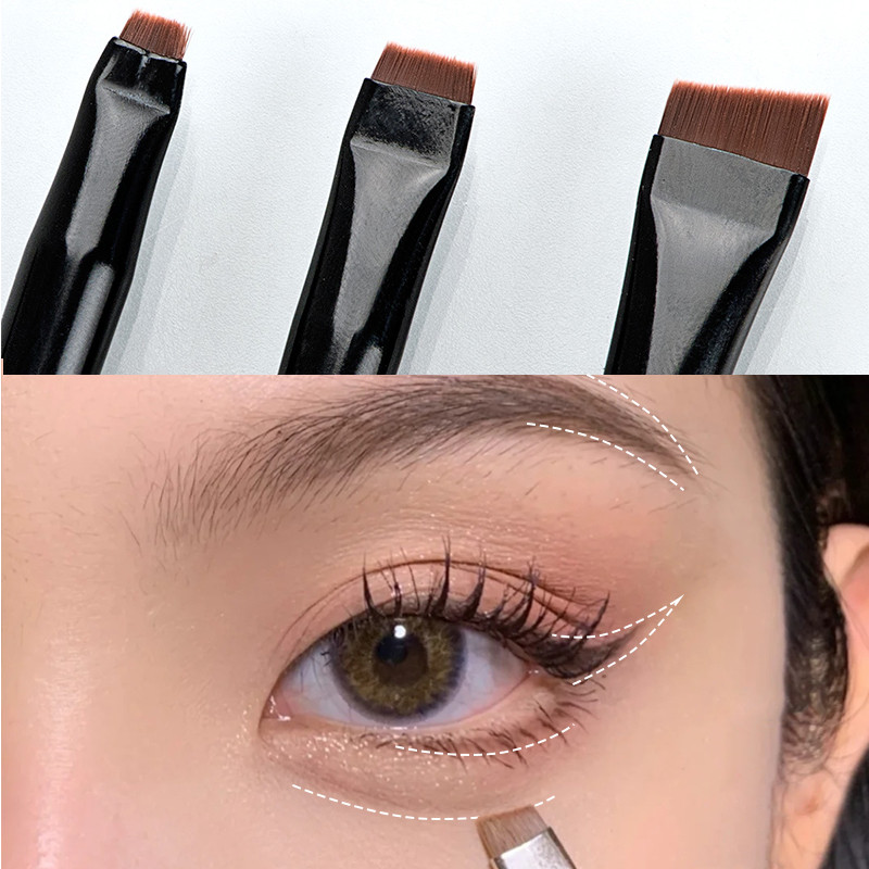 3 bucăți/set perie pentru sprâncene creion de ochi în unghi cu cap plat din fibre pentru contur pentru sprâncene perie fine pentru machiaj Instrumente profesionale de machiaj