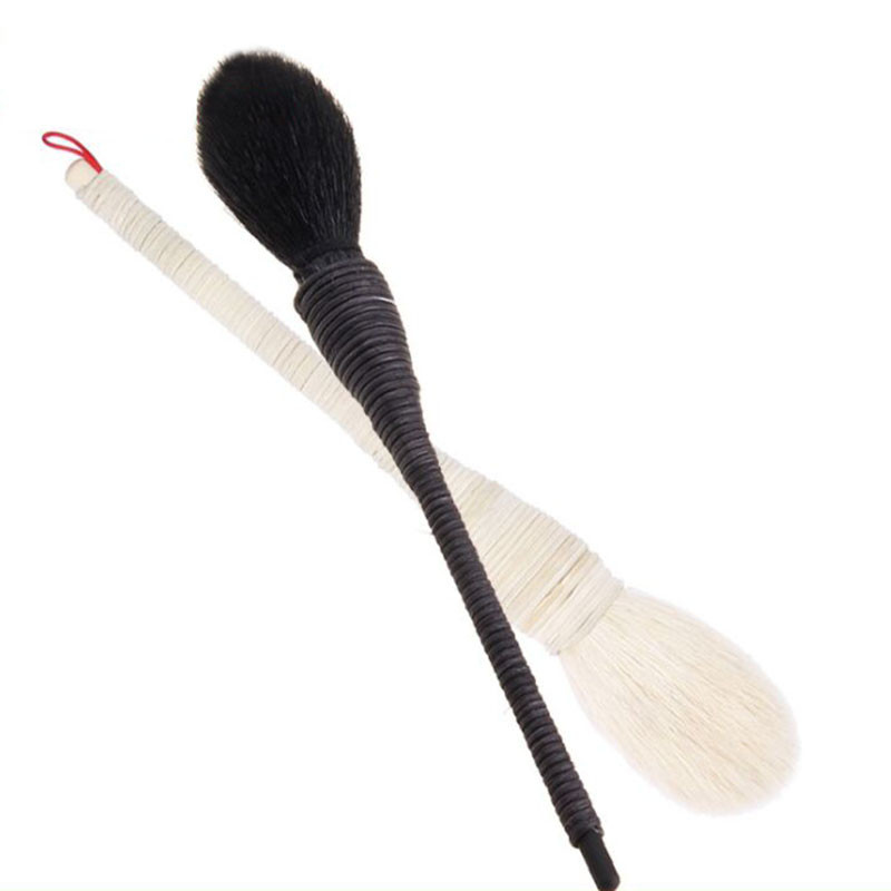 RANCAI 1 buc perie de machiaj din rattan lucrată manual, pudră profesională pentru fond de ten, fard de obraz, perie Kabuki maquiagem păr de capră, livrare gratuită