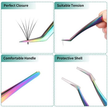 Βλεφαρίδες Beauty Tweezers Eyelash Grafting από ανοξείδωτο ατσάλι Τσιμπιδάκια για φύτευση ψεύτικων βλεφαρίδων Βοηθητική συσκευή Colorful Titanium Go