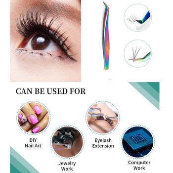 Βλεφαρίδες Beauty Tweezers Eyelash Grafting από ανοξείδωτο ατσάλι Τσιμπιδάκια για φύτευση ψεύτικων βλεφαρίδων Βοηθητική συσκευή Colorful Titanium Go