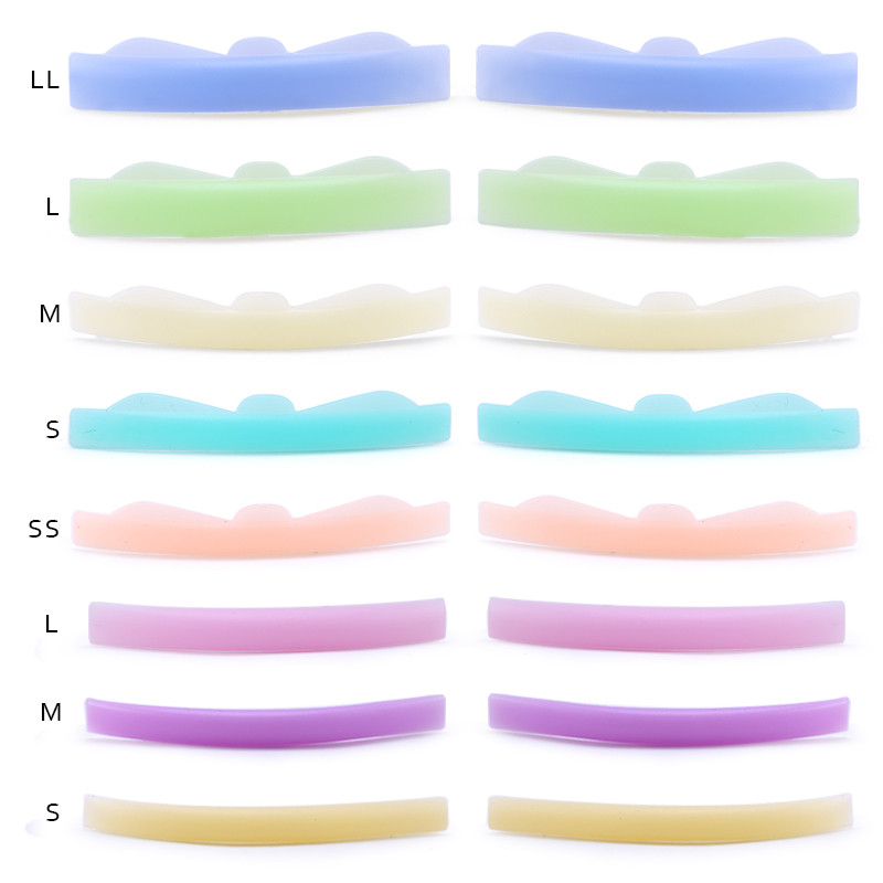 8 perechi de perme de gene Garnituri colorate din silicon Instrument de aplicare a genelor 3D Extensie de gene Accesorii de ridicare Instrumente de machiaj