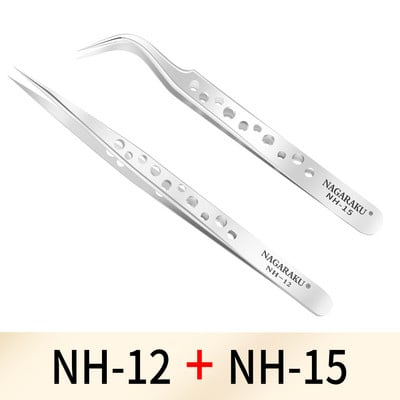 NAGARAKU sminkszempillák 2db szett N-01 N-02 szempilla csipesz NH-12 NH-15 pontos szempillák ST-12 ST-15 pincet rozsdamentes