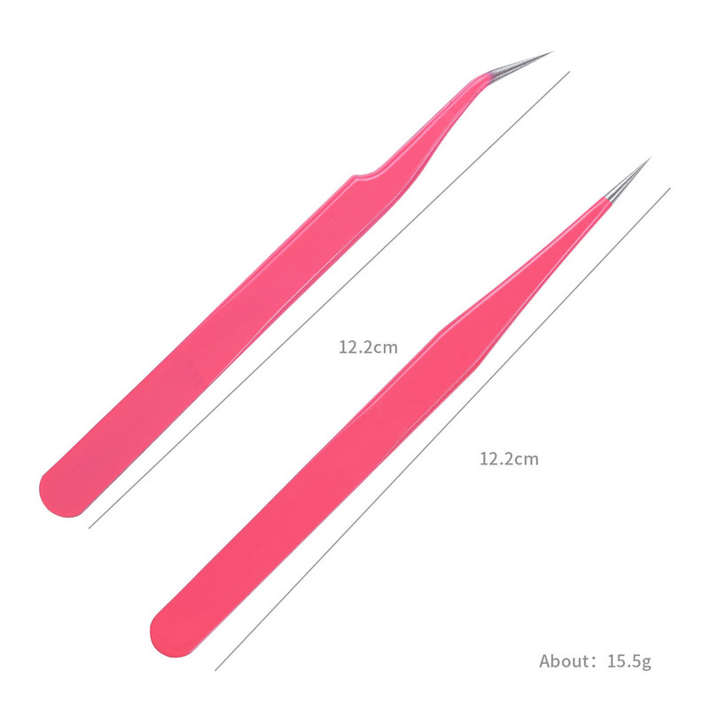 1 buc pensete roz din oțel inoxidabil, instrumente drepte curbate pentru ridicare, extensie genelor, clipă ascuțită, instrument de manichiură pentru unghii