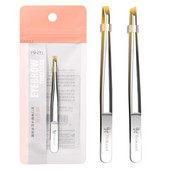 Pensetă multifuncțională din oțel inoxidabil cu vârf plat/înclinat Pensetă pentru sprâncene Instrument pentru îndepărtarea părului pentru față Instrument de machiaj pentru gene false Instrument pentru pensete