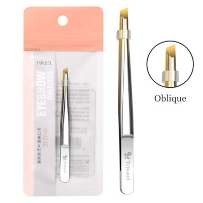Pensetă multifuncțională din oțel inoxidabil cu vârf plat/înclinat Pensetă pentru sprâncene Instrument pentru îndepărtarea părului pentru față Instrument de machiaj pentru gene false Instrument pentru pensete