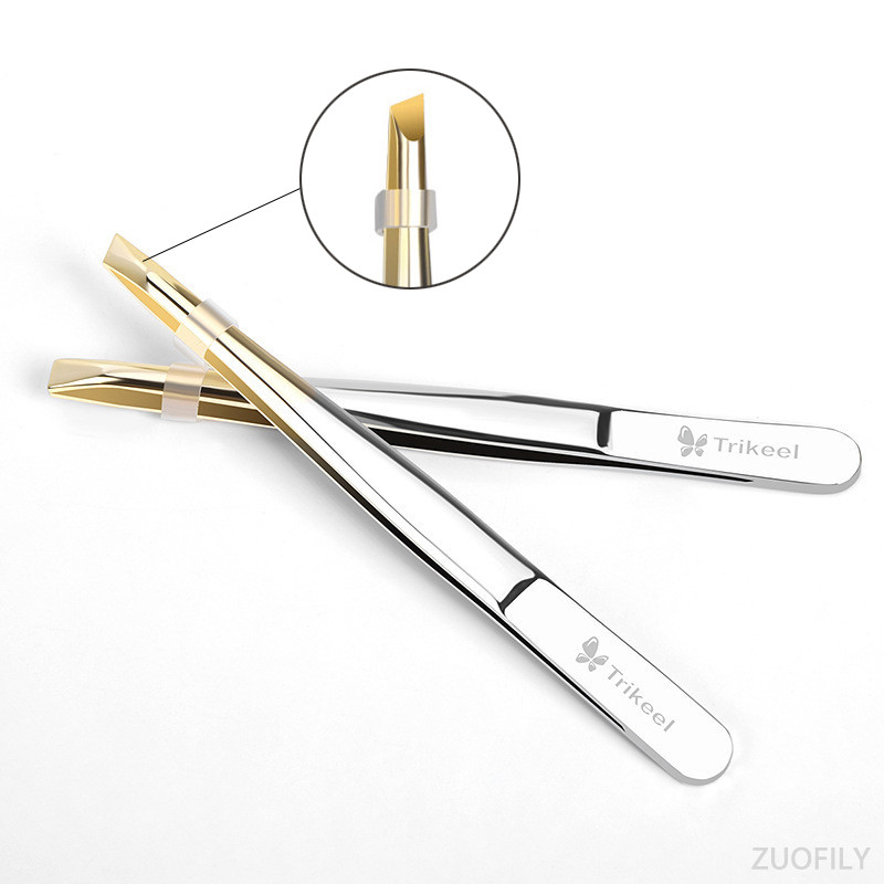 Pensetă multifuncțională din oțel inoxidabil cu vârf plat/înclinat Pensetă pentru sprâncene Instrument pentru îndepărtarea părului pentru față Instrument de machiaj pentru gene false Instrument pentru pensete