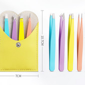 Set pinceta za obrve od 4 komada Stezaljke za obrve Alat za podrezivanje Pinceta za uklanjanje dlačica brade s kožnom torbicom Alat za kosu šminku