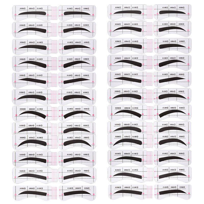 Noi 24 de perechi/set de autocolante pentru sprâncene rapid leneș, șablon de card pentru sprâncene, ghid pentru sprâncene, tatuaje, instrumente de machiaj, set complet de carduri pentru sprâncene