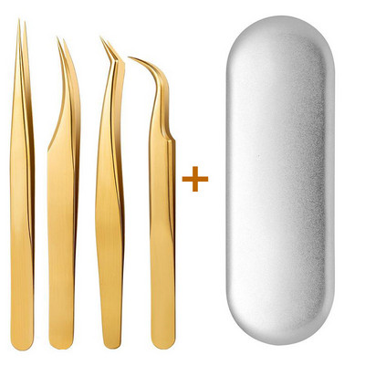 Set pinceta za trepavice od 4 KOM Kliješta za ekstenzije umjetnih trepavica Pinceta za obrve Za kosu Nail Art Lemljenje Klešta za trepavice Alati za šminkanje