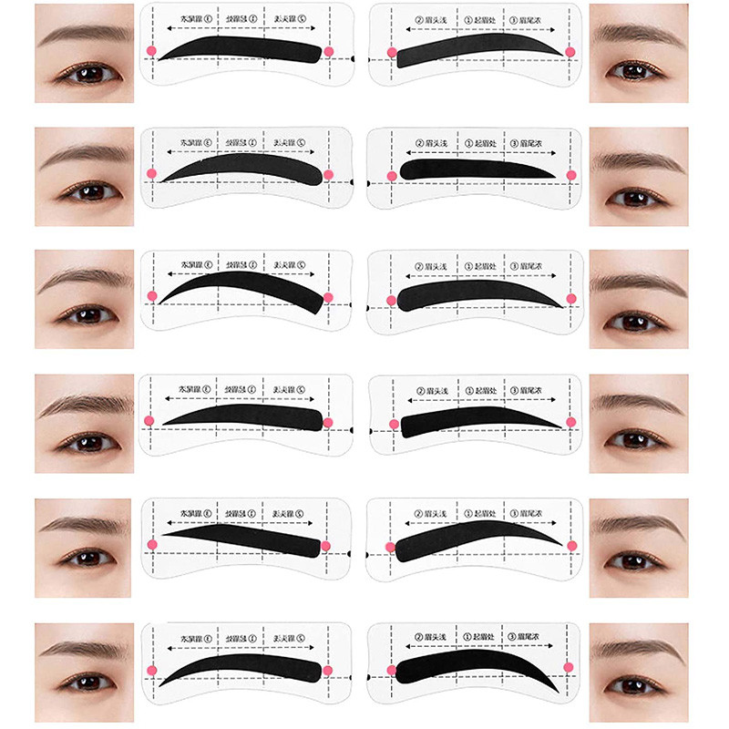 24 Pairs Professionaalne kulmude šabloonkaardi mall Kulmukleebise tööriist Draw Perfect Eyebrows Kulmude kosmeetikatööriist