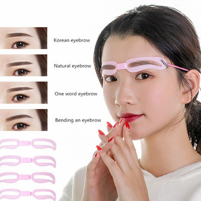 Fashion 4 Styles Thrush Card Eyebrow Shaper Kit Eyebrow Stencil Reusable Portable Cosmetics Beauty Accessories Makeup Tools
