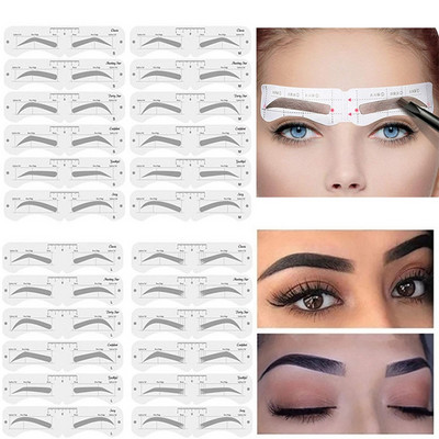 6 Style/Set Eyebrow Stamp Card Reusable Eyebrow Shaper Stencil  Soft Ruler DIY Molds Shaping Brow Definer Makeup Tool