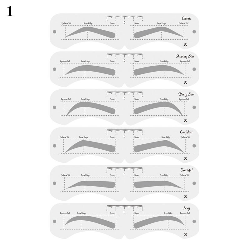 6 Stiliaus / rinkinio antakių antspaudo kortelė Daugkartinio naudojimo antakių formavimo trafaretas Minkšta liniuotė „Pasidaryk pats“ formuojančios antakių apibrėžimo makiažo priemonė