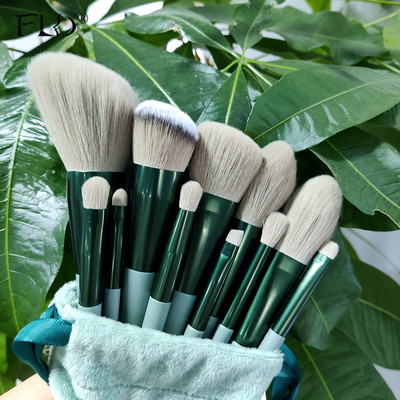 FLD Зелени четки за грим Професионална основа Пудра Сенки за очи Kabuki Blending Makeup Brush Инструмент за красота Brochas De Maquillaje