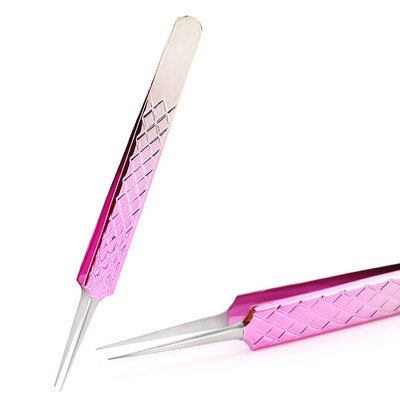 1PC pensete din oțel inoxidabil auriu albastru pentru extensia genelor pensete de înaltă precizie pentru extensia genelor Vârf subțire