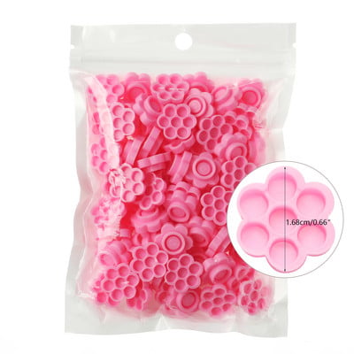 100 buc Inele de lipici de unică folosință pentru gene Cupe de lipici Volum de flori Adeziv pentru gene Suport din plastic Inele pentru containere pentru pigmenti de tatuaje