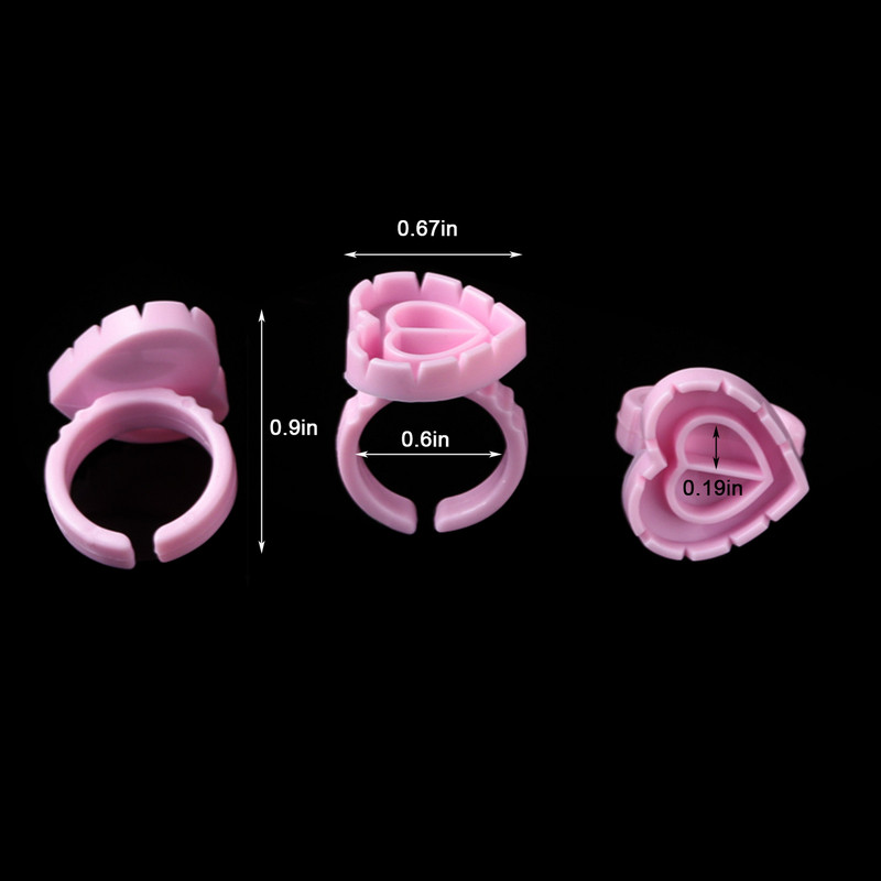 100 buc Inele de lipici de unică folosință pentru gene Cupe de lipici Volum de flori Adeziv pentru gene Suport din plastic Inele pentru containere pentru pigmenti de tatuaje