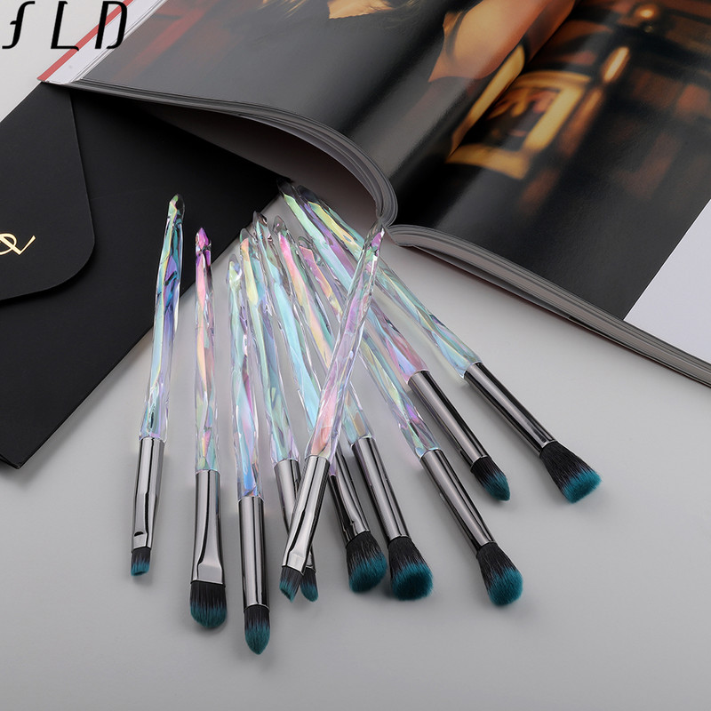 FLD 10/5 buc Perie pentru ochi Mini Set de pensule de machiaj cu diamante Fard de pleoa Perii pentru sprâncene pentru buze Instrumente profesionale de înaltă calitate pentru creion de ochi