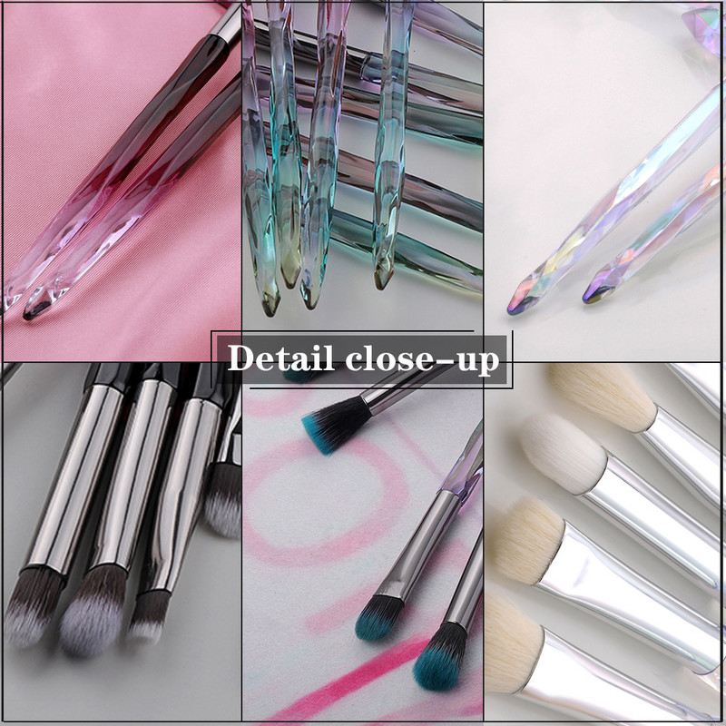 FLD 10/5 buc Perie pentru ochi Mini Set de pensule de machiaj cu diamante Fard de pleoa Perii pentru sprâncene pentru buze Instrumente profesionale de înaltă calitate pentru creion de ochi