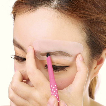 24 Pcs Pro επαναχρησιμοποιήσιμο σετ στένσιλ φρυδιών Eye Brow DIY Οδηγός σχεδίασης Styling Shaping Grooming Template Card Kit Easy Makeup Beauty Kit