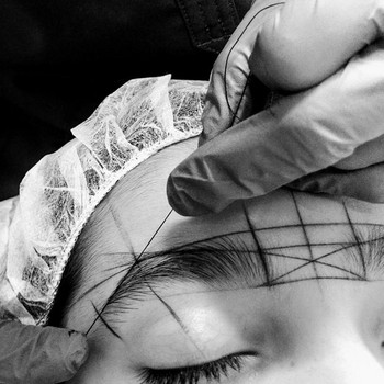 Προμελανωμένο Eyeliner Ημιμόνιμο Εργαλείο μέτρησης φρυδιών Τοποθέτησης τατουάζ Γραμμή χάρακα τοποθέτησης Βοηθητικό τατουάζ φρύδια