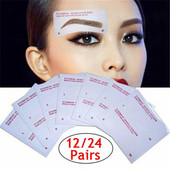 12/24 de perechi Autocolante de șablon pentru sprâncene, de unică folosință, nețesută, șablon pentru modelarea sprâncenelor, instrument profesional de machiaj pentru frumusețea sprâncenelor