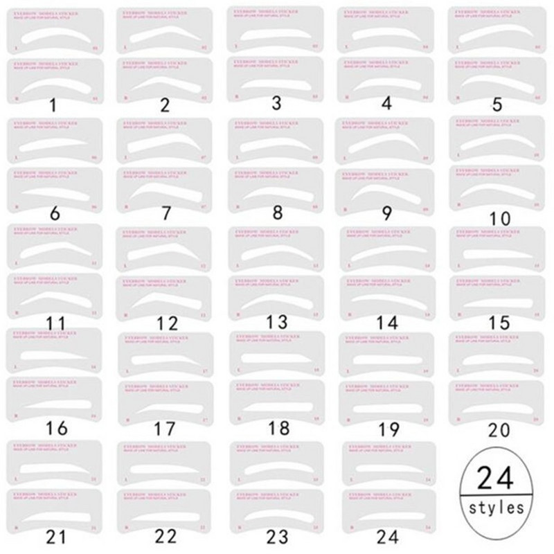 12/24 de perechi Autocolante de șablon pentru sprâncene, de unică folosință, nețesută, șablon pentru modelarea sprâncenelor, instrument profesional de machiaj pentru frumusețea sprâncenelor