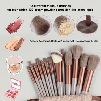 13PCS Πινέλα Μακιγιάζ Σετ Σκιών Ματιών Foundation Women Cosmetic Brush Eyeshadow Blush Powder Blending Beauty Soft Makeup Tool