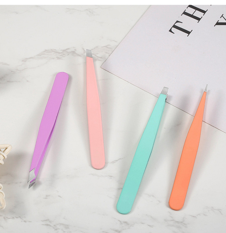 Pensetă pentru îndepărtarea părului, din oțel inoxidabil, pentru sprâncene, cu vârf înclinat, accesorii și instrumente de înfrumusețare pentru machiaj.