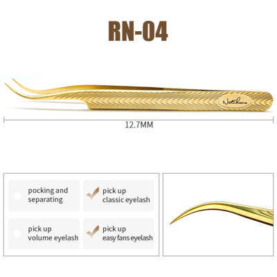 NATUHANA Professional pentru pensete 3D Pensetă de volum din oțel inoxidabil pentru sprâncene Pensetă pentru extensie de gene false pentru instrumente de machiaj