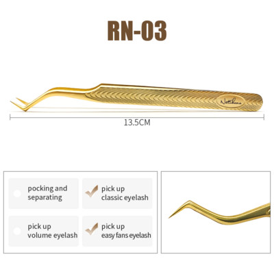 NATUHANA Professional pentru pensete 3D Pensetă de volum din oțel inoxidabil pentru sprâncene Pensetă pentru extensie de gene false pentru instrumente de machiaj