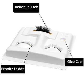 Δίσκος πρακτικής επέκτασης βλεφαρίδων 3 σε 1 Επίπεδη κεφαλή παλέτα βλεφαρίδων Glue Gasket Lashes Holder Training Οθόνη μακιγιάζ
