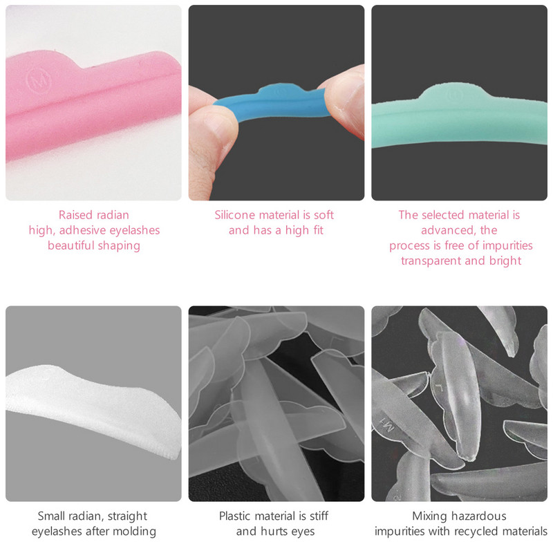 8 perechi de tampoane de permanentă pentru gene din silicon Ondulător de permanentă tampoane reutilizabile de ridicare a genelor pentru o ridicare perfectă de durată a genelor