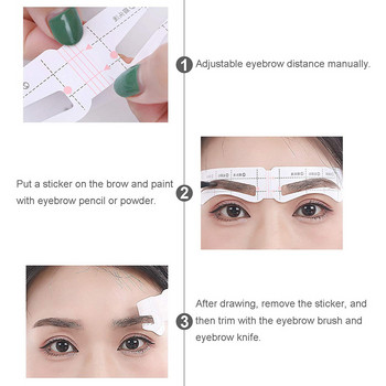 12 Sheet=48Pcs επαναχρησιμοποιήσιμο Σετ στένσιλ φρυδιών Eye Brow DIY Οδηγός σχεδίασης Styling Shaping Grooming Template Card Easy Makeup