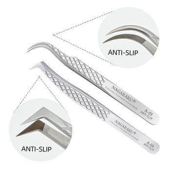 NAGARAKU 1 τμχ επεκτάσεις βλεφαρίδων Tweezer Inox Steel Straight Curved Professional Makeup Tools with High Precision Clip
