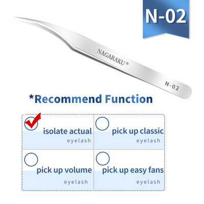 NAGARAKU 1 τμχ επεκτάσεις βλεφαρίδων Tweezer Inox Steel Straight Curved Professional Makeup Tools with High Precision Clip
